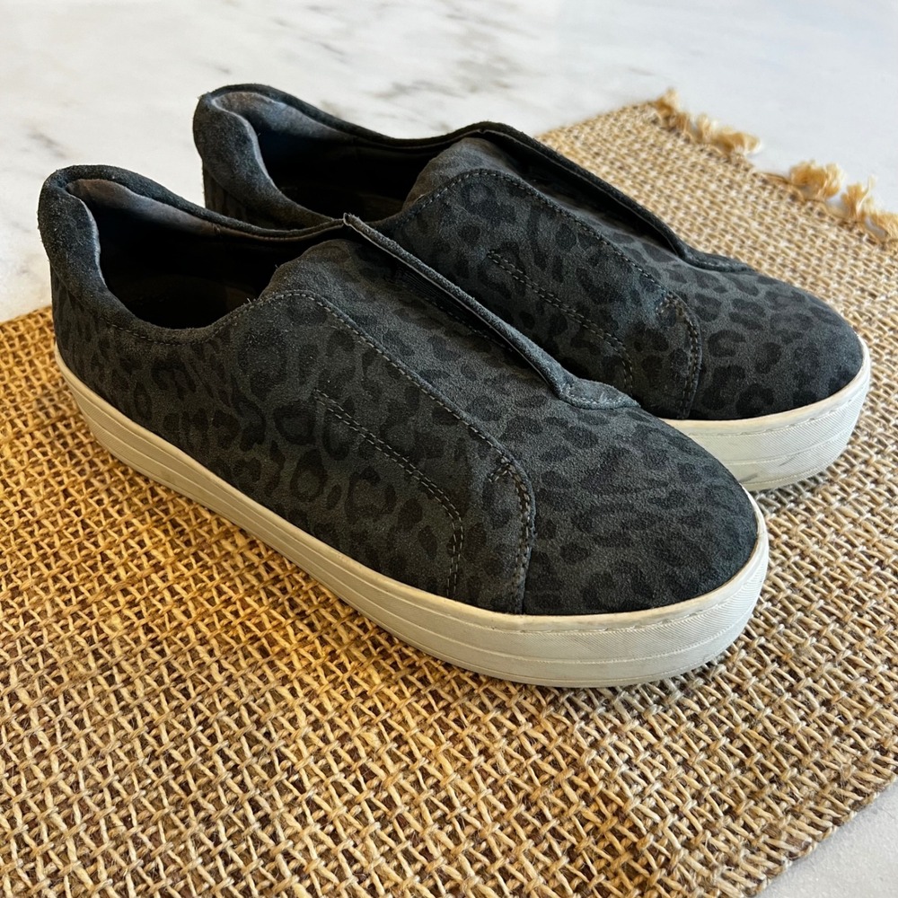 J/Slides NYC Women's Leopard Print Suede Leather Slip On‎ Sneakers 7.5